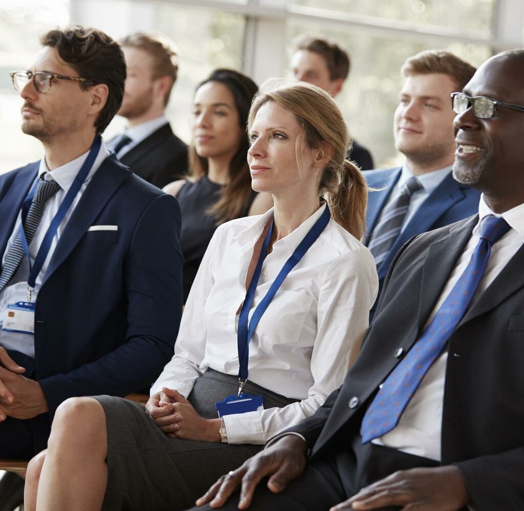 audience watching a business conference
